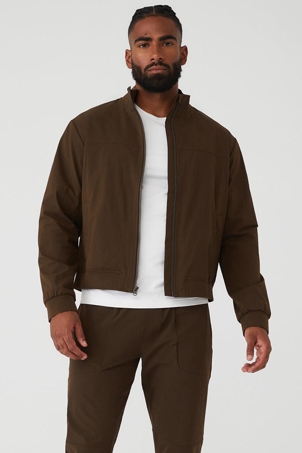 Espresso Men Alo Yoga Co-Op Bomber Bomber Jacket | Australia  06954-FCER