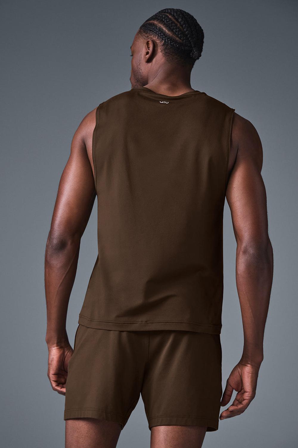 Espresso Men Alo Yoga Conquer Muscle Tank | Australia  59648-DRGM