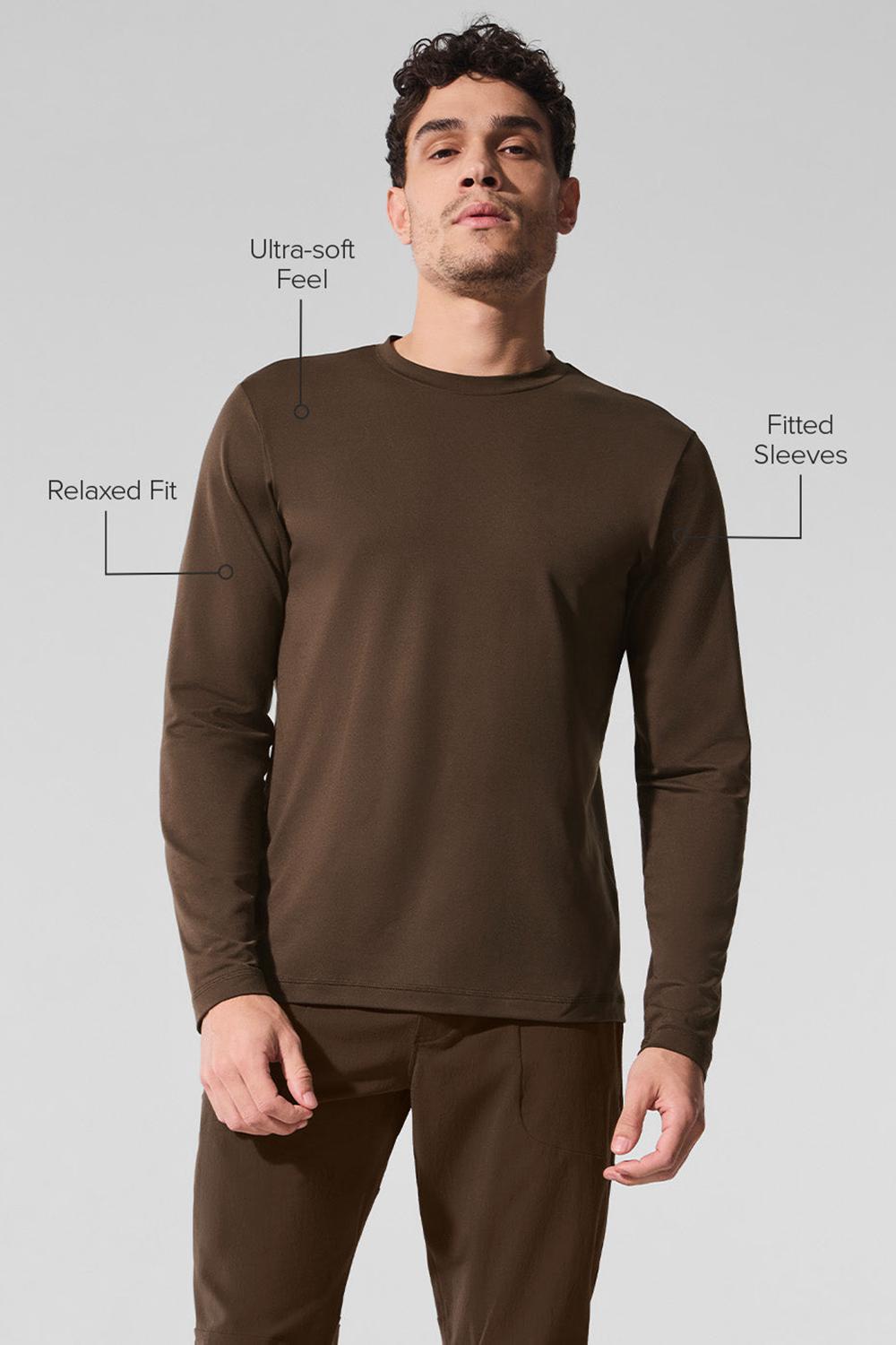 Espresso Men Alo Yoga Conquer Reform Crewneck Long Sleeve | Australia  08349-KLRO