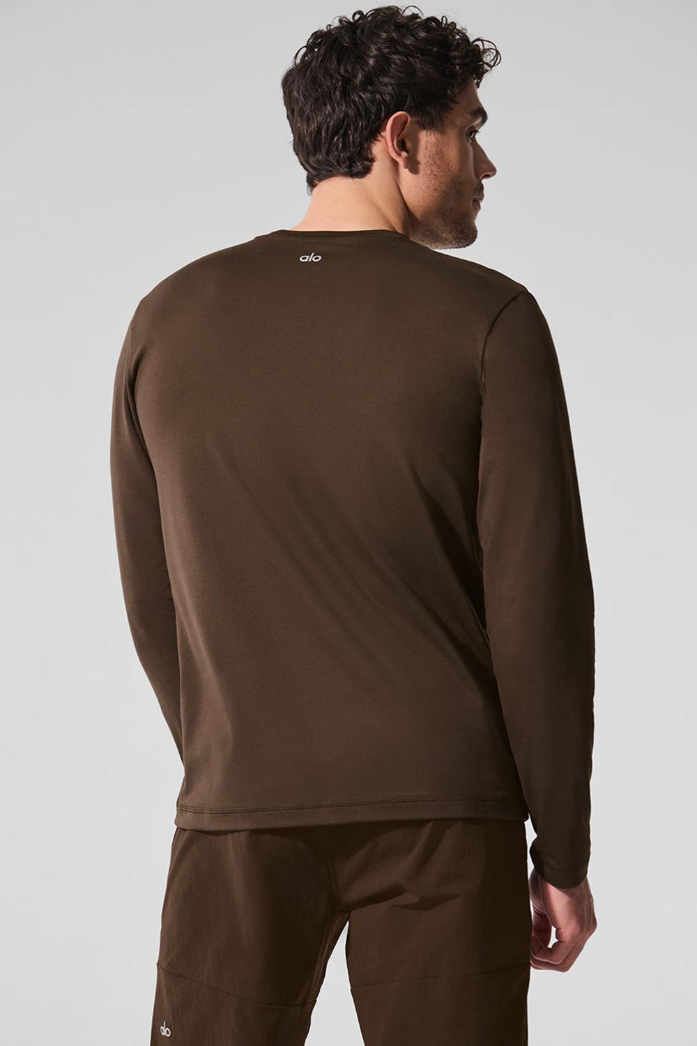 Espresso Men Alo Yoga Conquer Reform Crewneck Long Sleeve | Australia  08349-KLRO