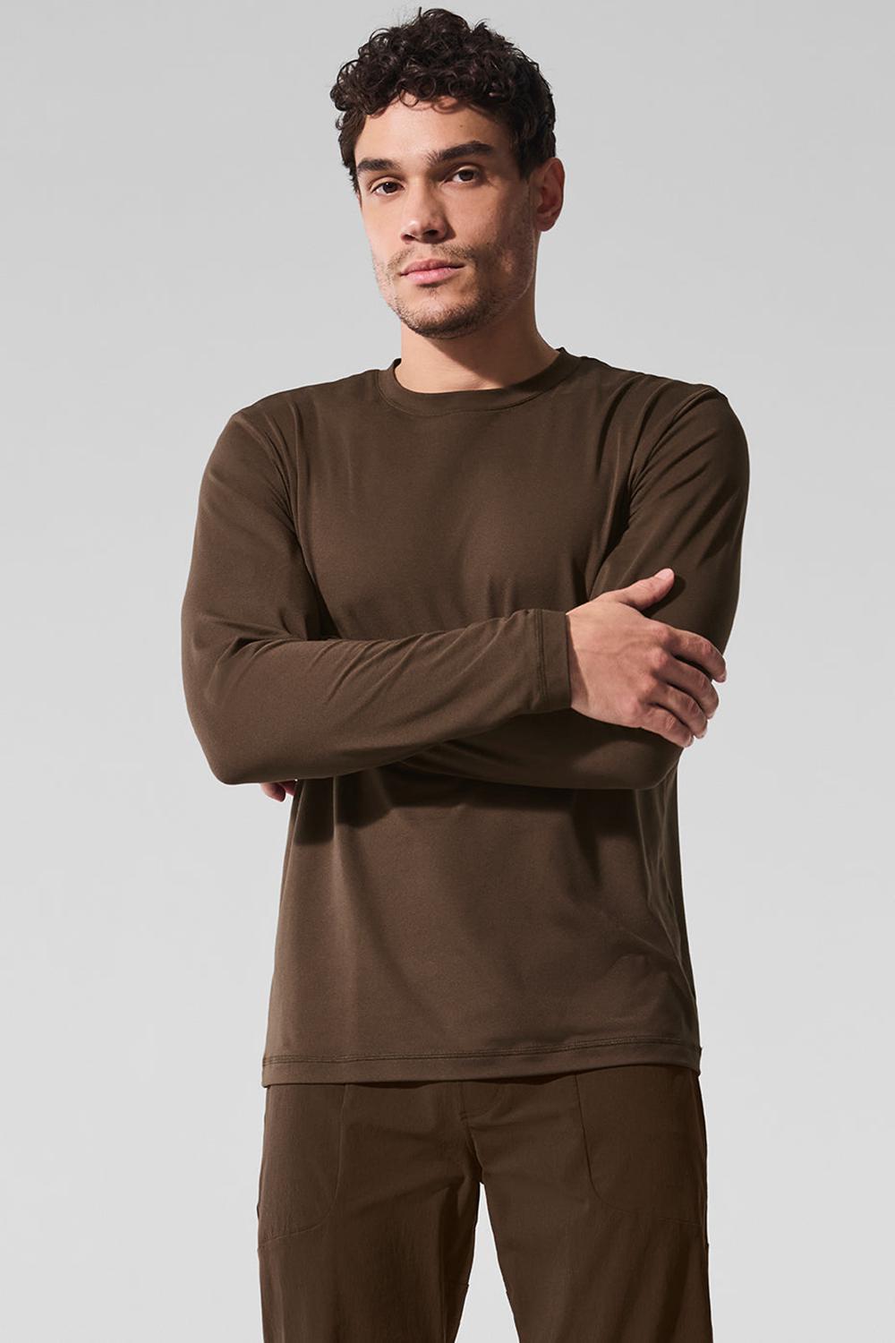 Espresso Men Alo Yoga Conquer Reform Crewneck Long Sleeve | Australia  08349-KLRO