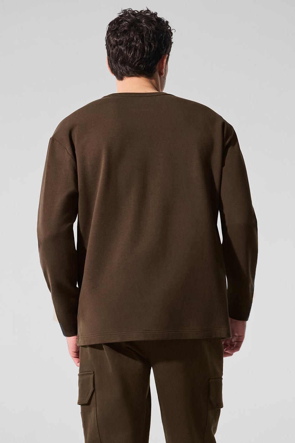 Espresso Men Alo Yoga Double Take Crew Long Sleeve | Australia  68517-ZSVC
