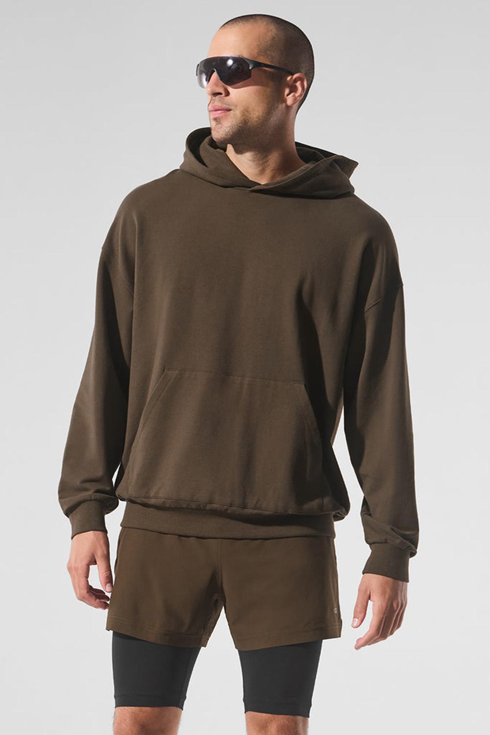Espresso Men Alo Yoga Double Take Hoodie | Australia  28063-RHBC