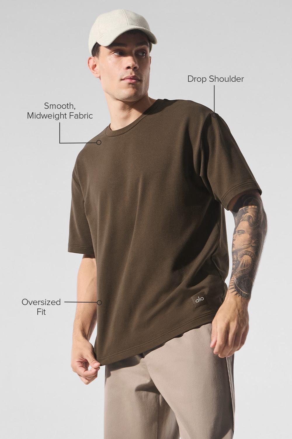 Espresso Men Alo Yoga Double Take Short Sleeve | Australia  12098-OBKD