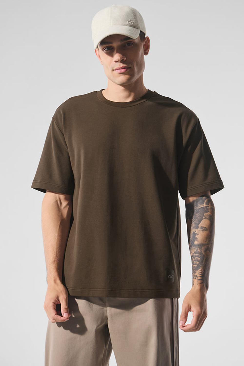 Espresso Men Alo Yoga Double Take Short Sleeve | Australia  12098-OBKD