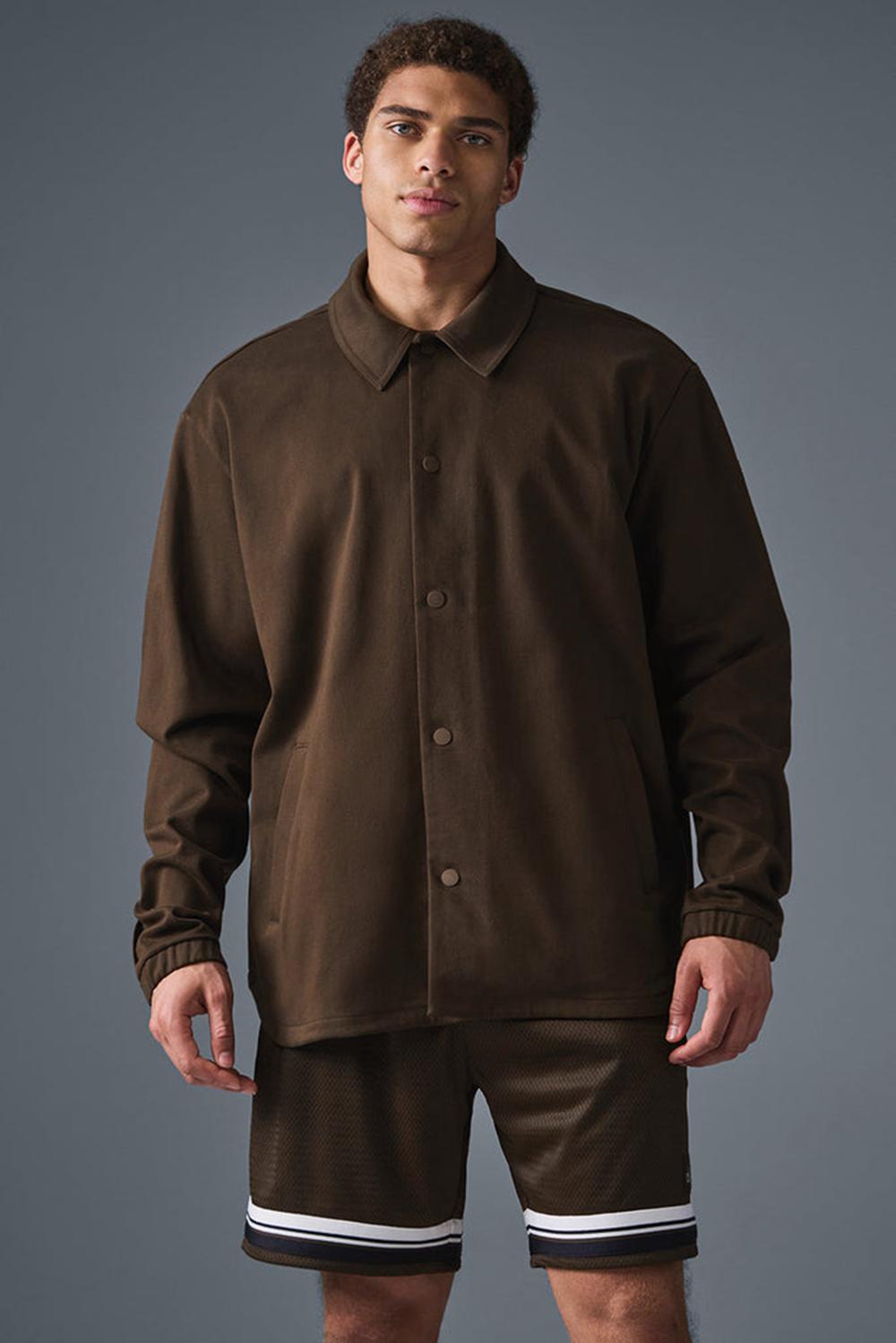 Espresso Men Alo Yoga Edition Sueded Jacket | Australia  57342-LQPX