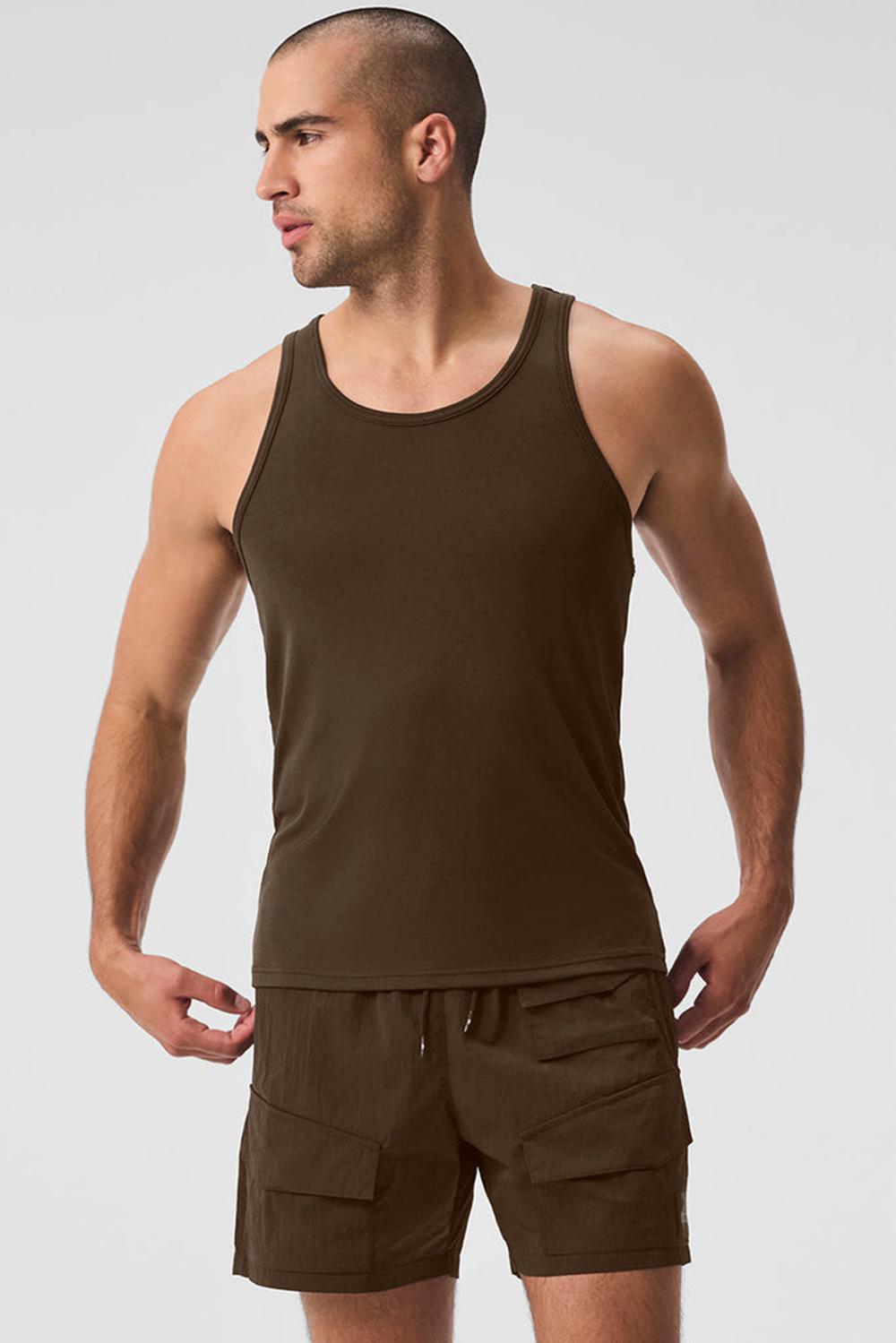 Espresso Men Alo Yoga Everyday Modal Rib Tank | Australia  83174-XMQN