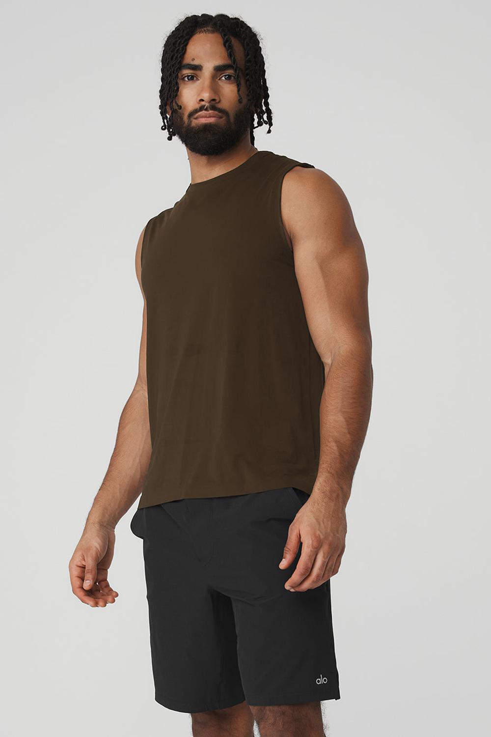 Espresso Men Alo Yoga Idol Performance Tank | Australia  25891-JDCO