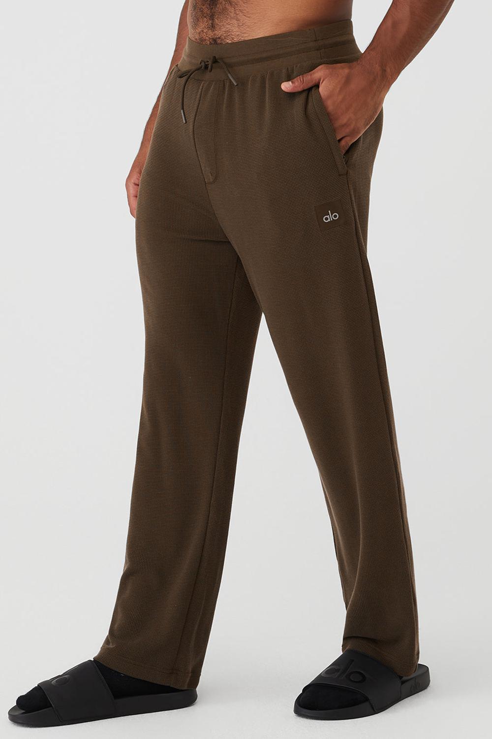 Espresso Men Alo Yoga Micro Waffle Fast Break Sweatpant | Australia  58139-WBOH