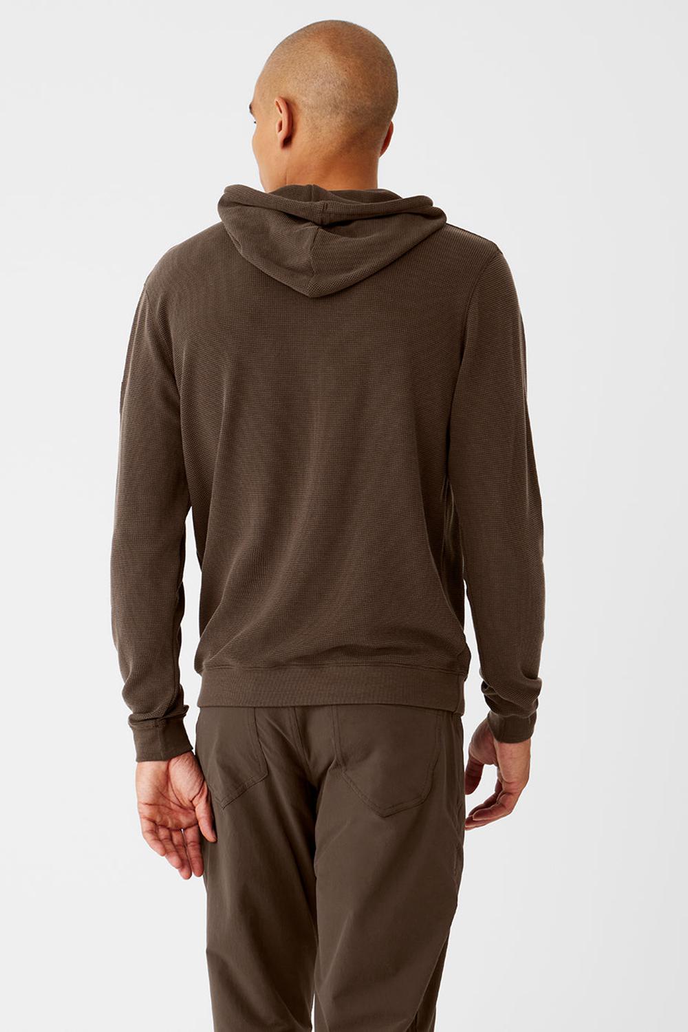Espresso Men Alo Yoga Micro Waffle Fast Break Hoodie | Australia  42508-FKWC