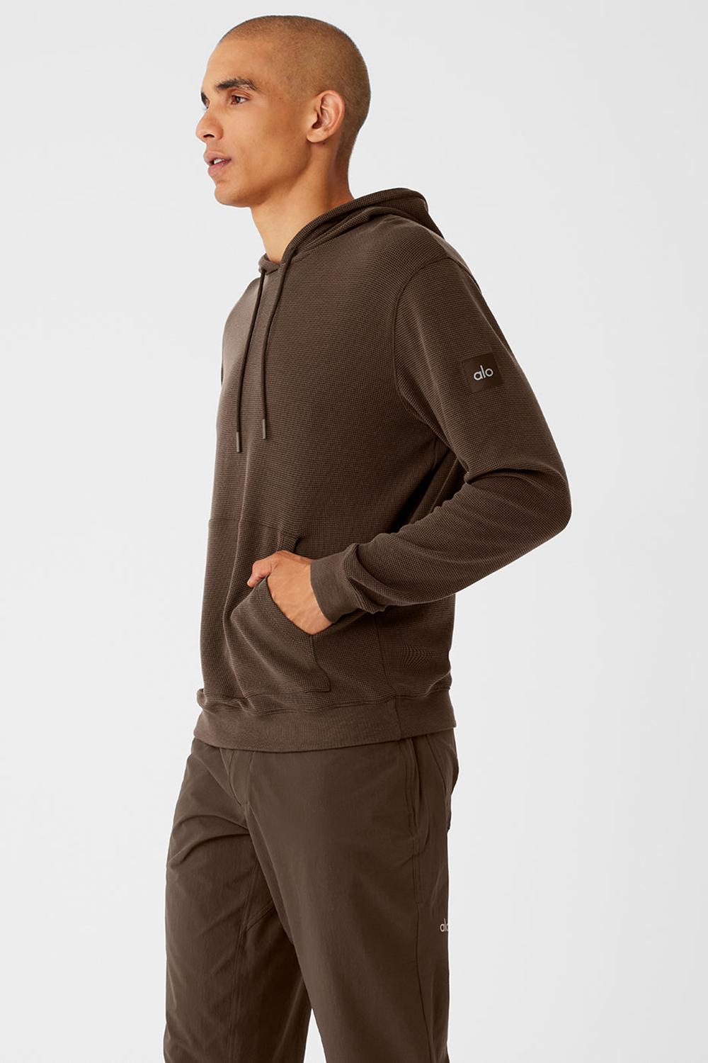 Espresso Men Alo Yoga Micro Waffle Fast Break Hoodie | Australia  42508-FKWC