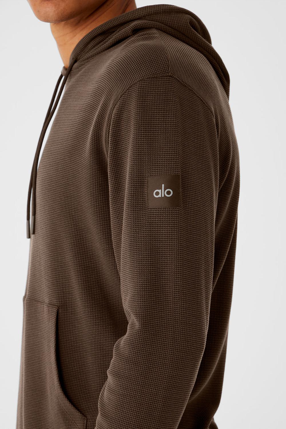 Espresso Men Alo Yoga Micro Waffle Fast Break Hoodie | Australia  42508-FKWC