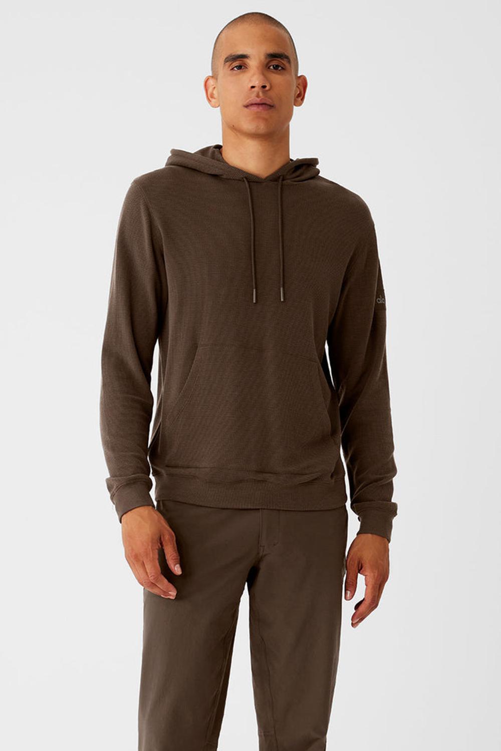 Espresso Men Alo Yoga Micro Waffle Fast Break Hoodie | Australia  42508-FKWC