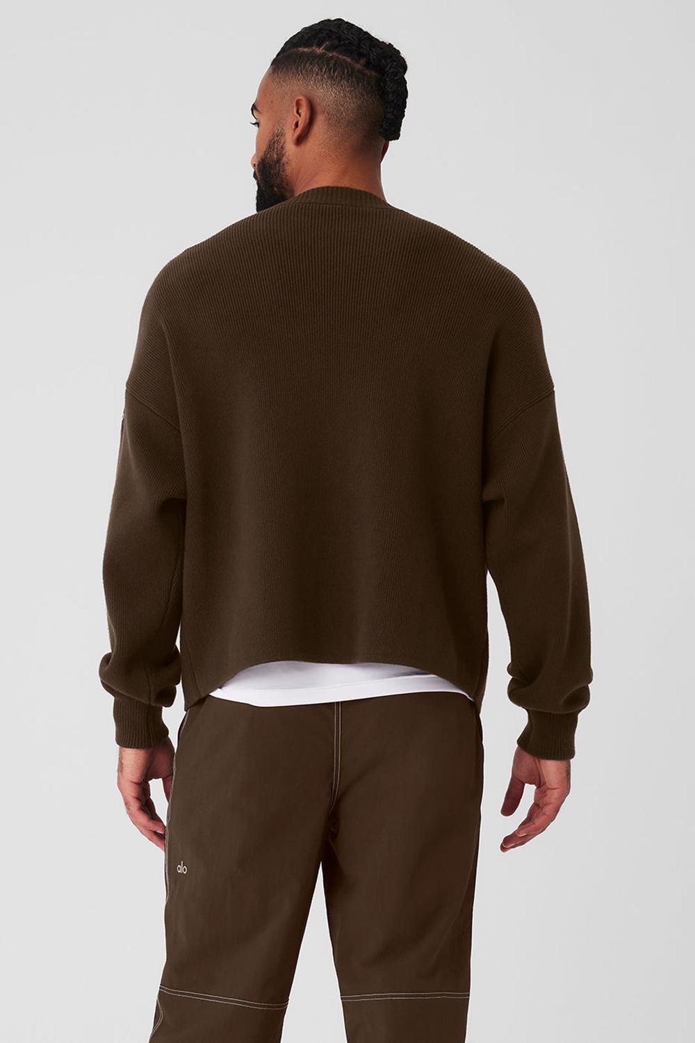 Espresso Men Alo Yoga Scholar Cardigan Sweater | Australia  93185-SMUL
