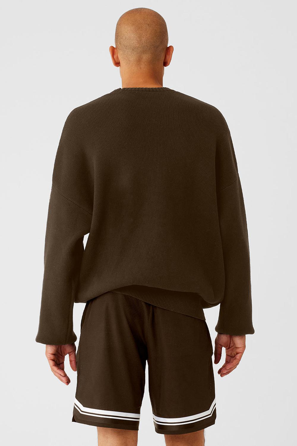 Espresso Men Alo Yoga Scholar Crew Neck Sweater | Australia  23805-FRWB