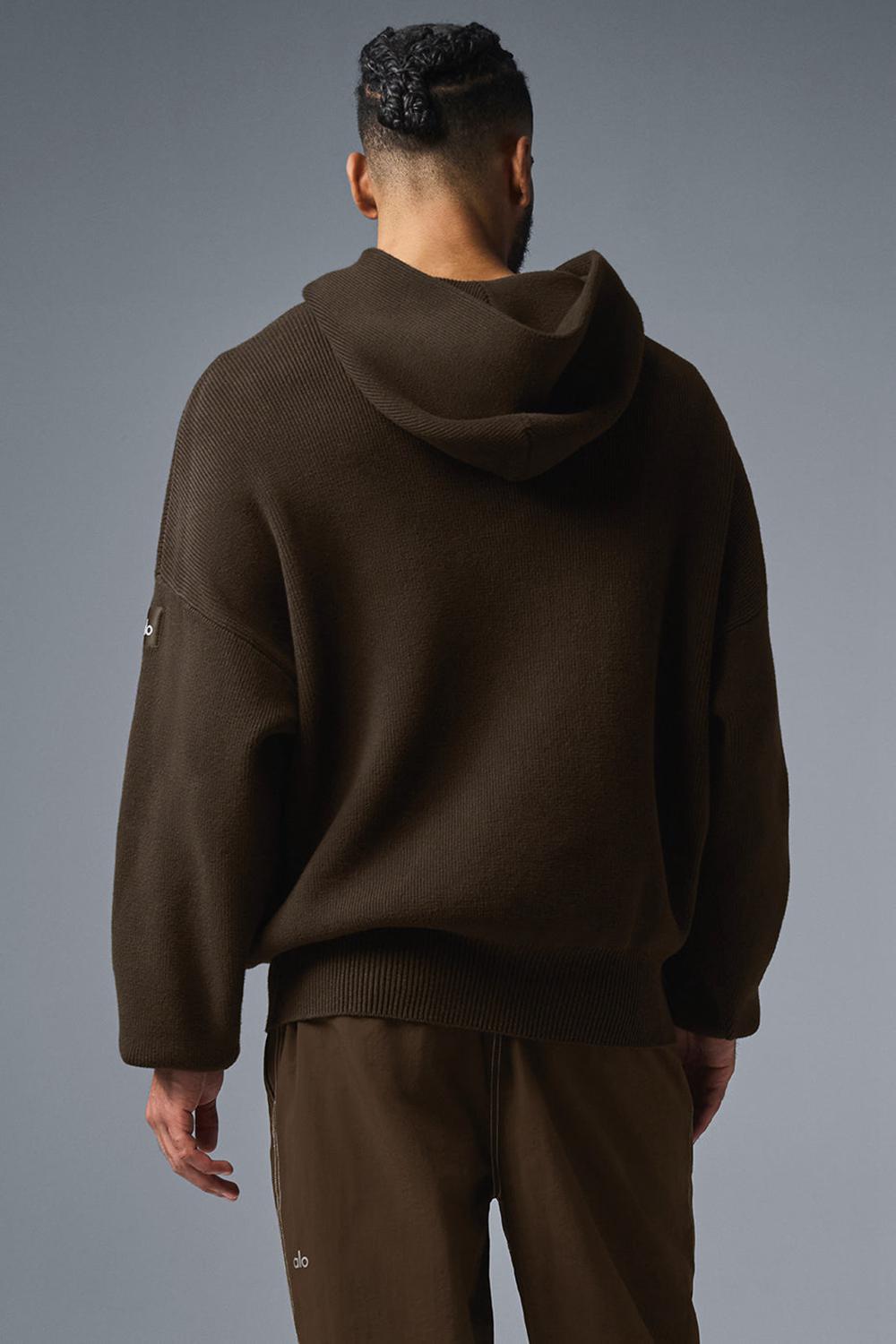 Espresso Men Alo Yoga Scholar Hooded Sweater | Australia  64053-ANKW
