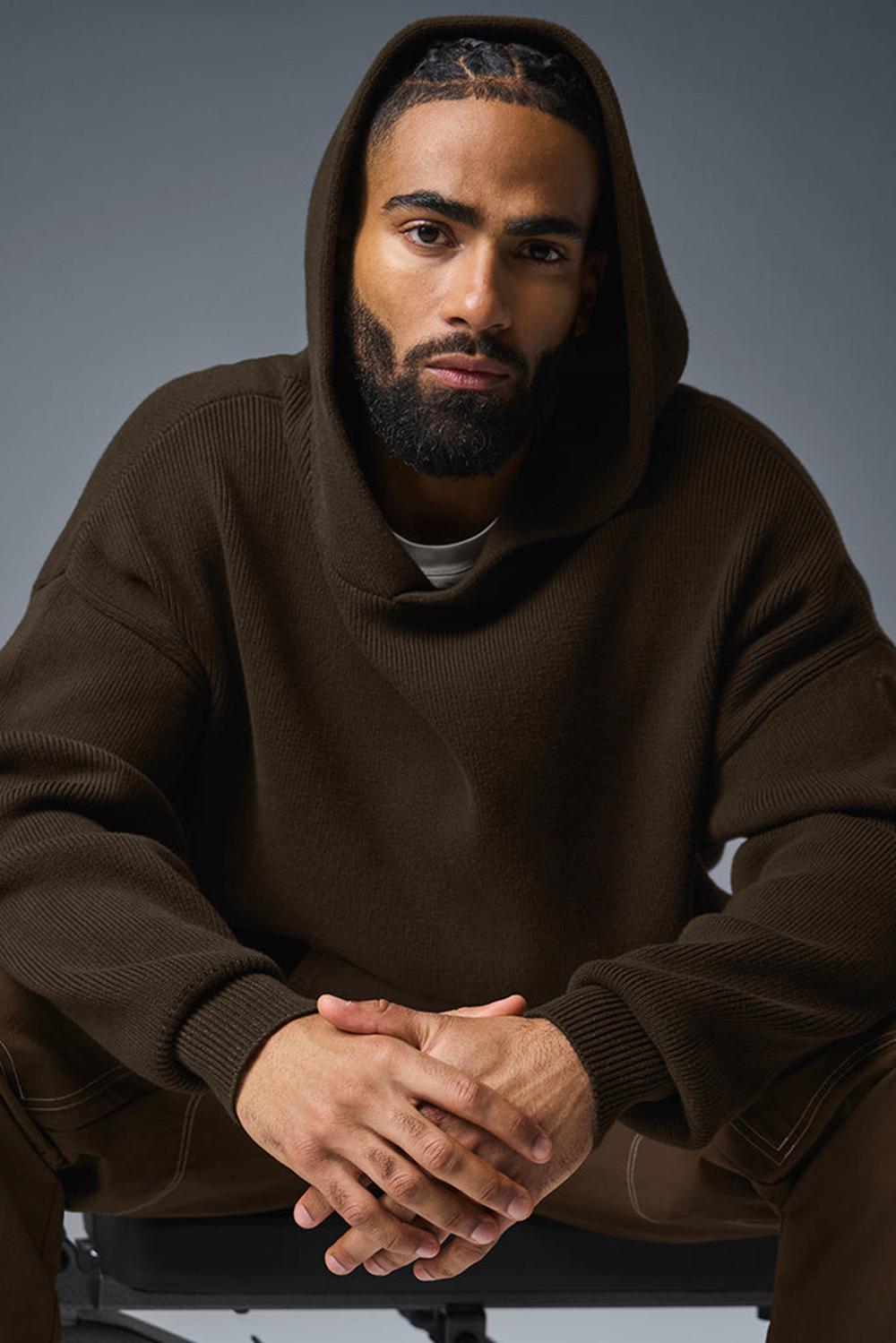 Espresso Men Alo Yoga Scholar Hooded Sweater | Australia  64053-ANKW