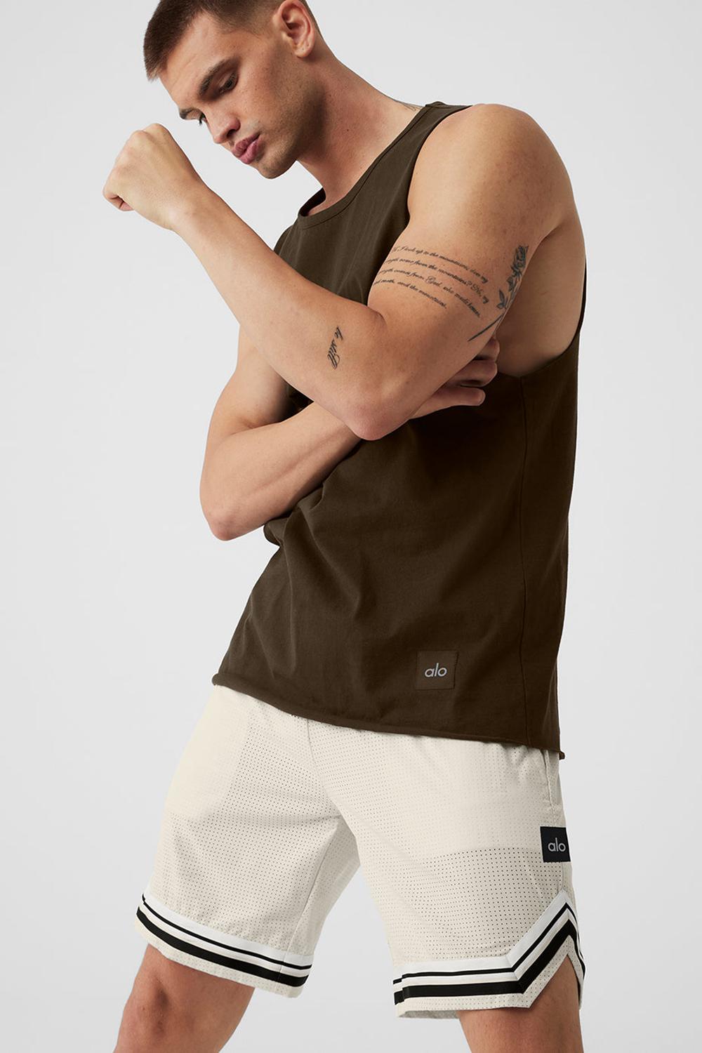 Espresso Men Alo Yoga Society Raw Edge Tank | Australia  42063-ZGMQ