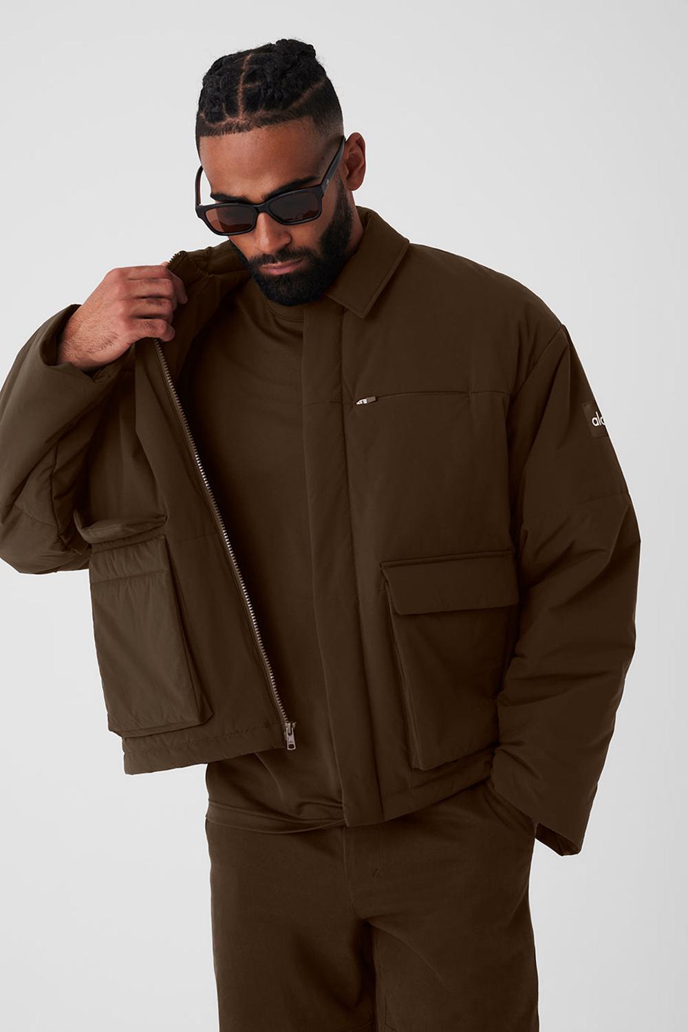 Espresso Men Alo Yoga Voyage Utility Cargo Jacket | Australia  13097-INFK