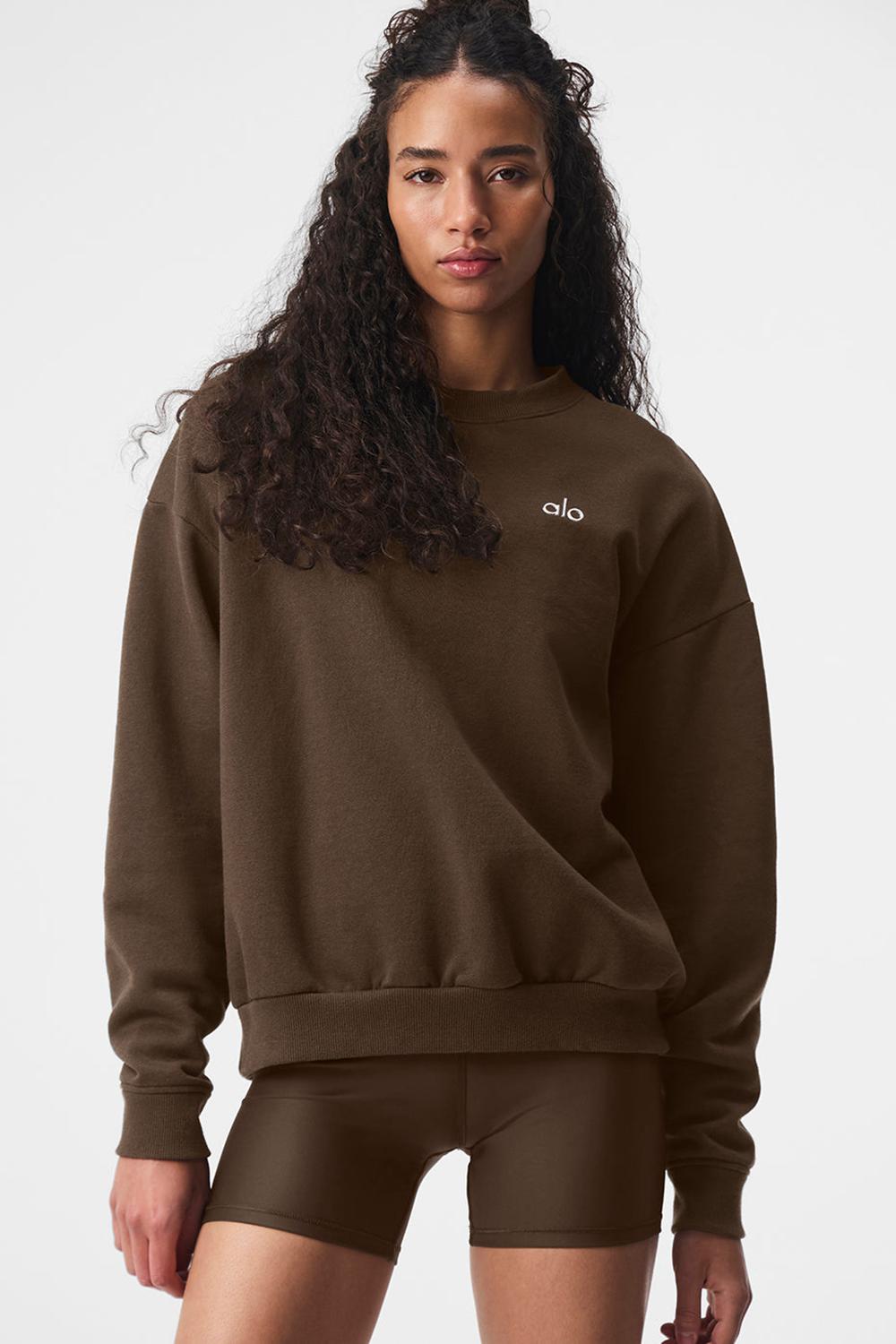 Espresso Women Alo Yoga Accolade Crew Neck Pullover | Australia  82941-HKAE