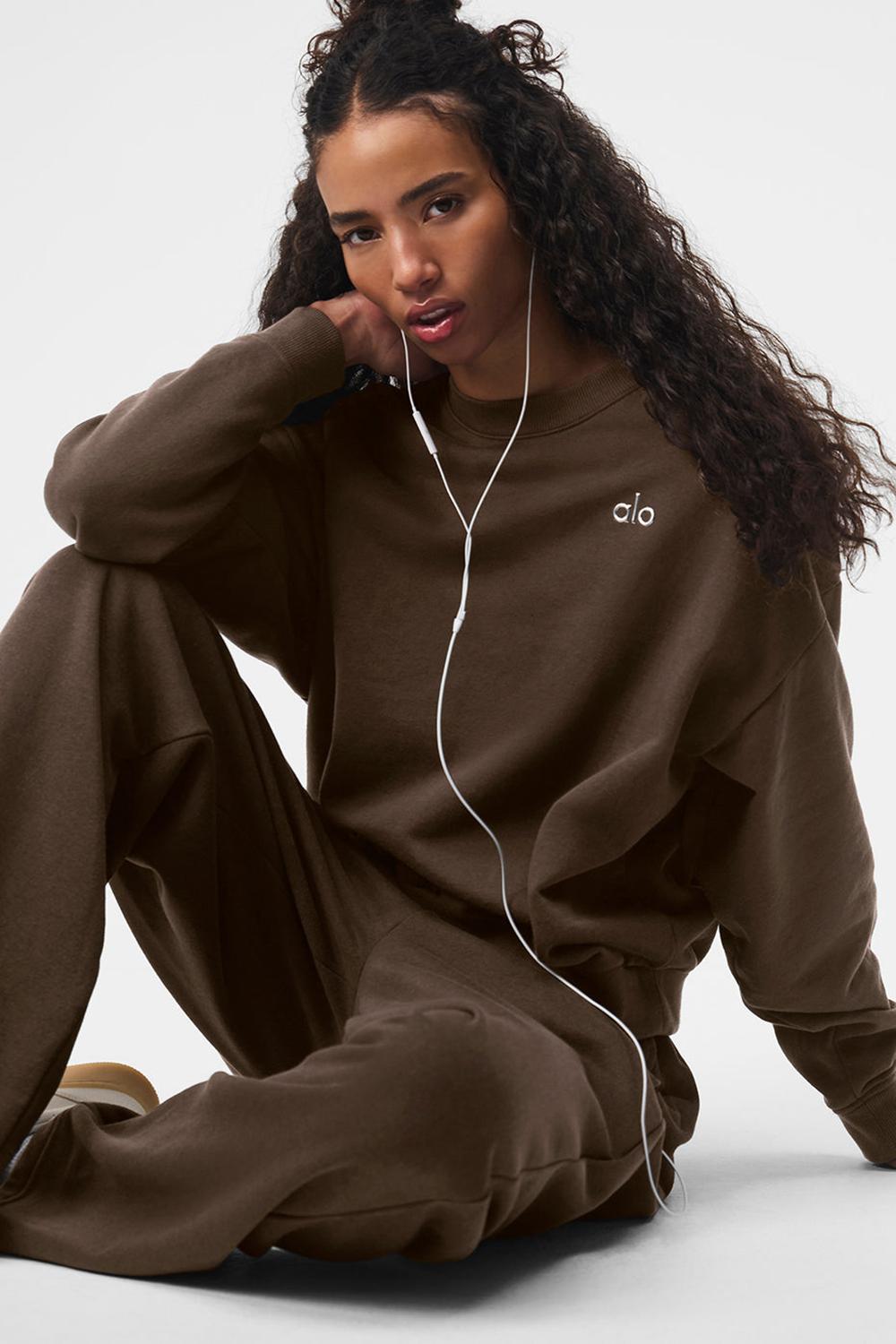 Espresso Women Alo Yoga Accolade Crew Neck Pullover | Australia  82941-HKAE