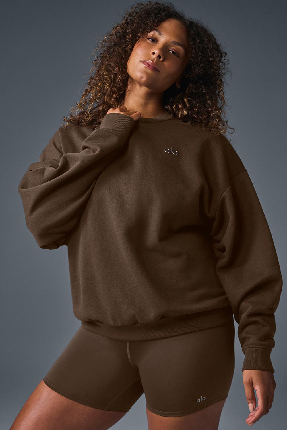 Espresso Women Alo Yoga Accolade Crew Neck Pullover | Australia  82941-HKAE