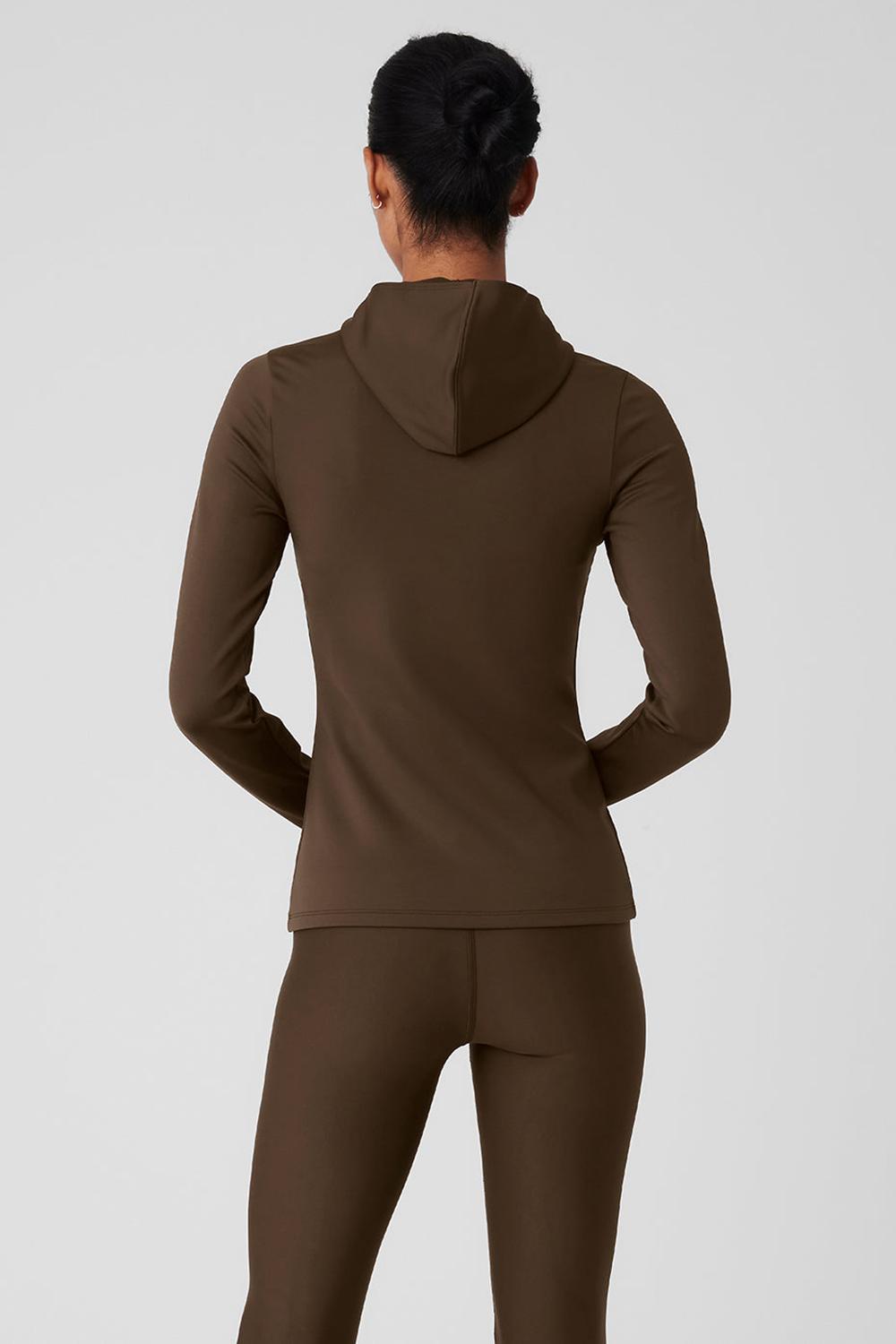 Espresso Women Alo Yoga Airlift Winter Warm Runner Hoodie | Australia  38719-GNLH