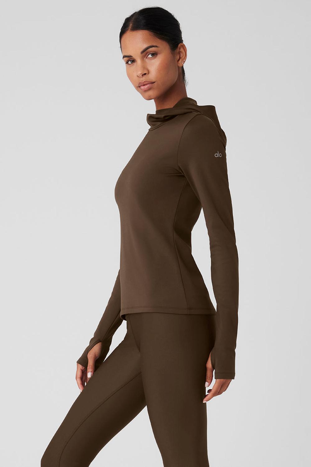 Espresso Women Alo Yoga Airlift Winter Warm Runner Hoodie | Australia  38719-GNLH