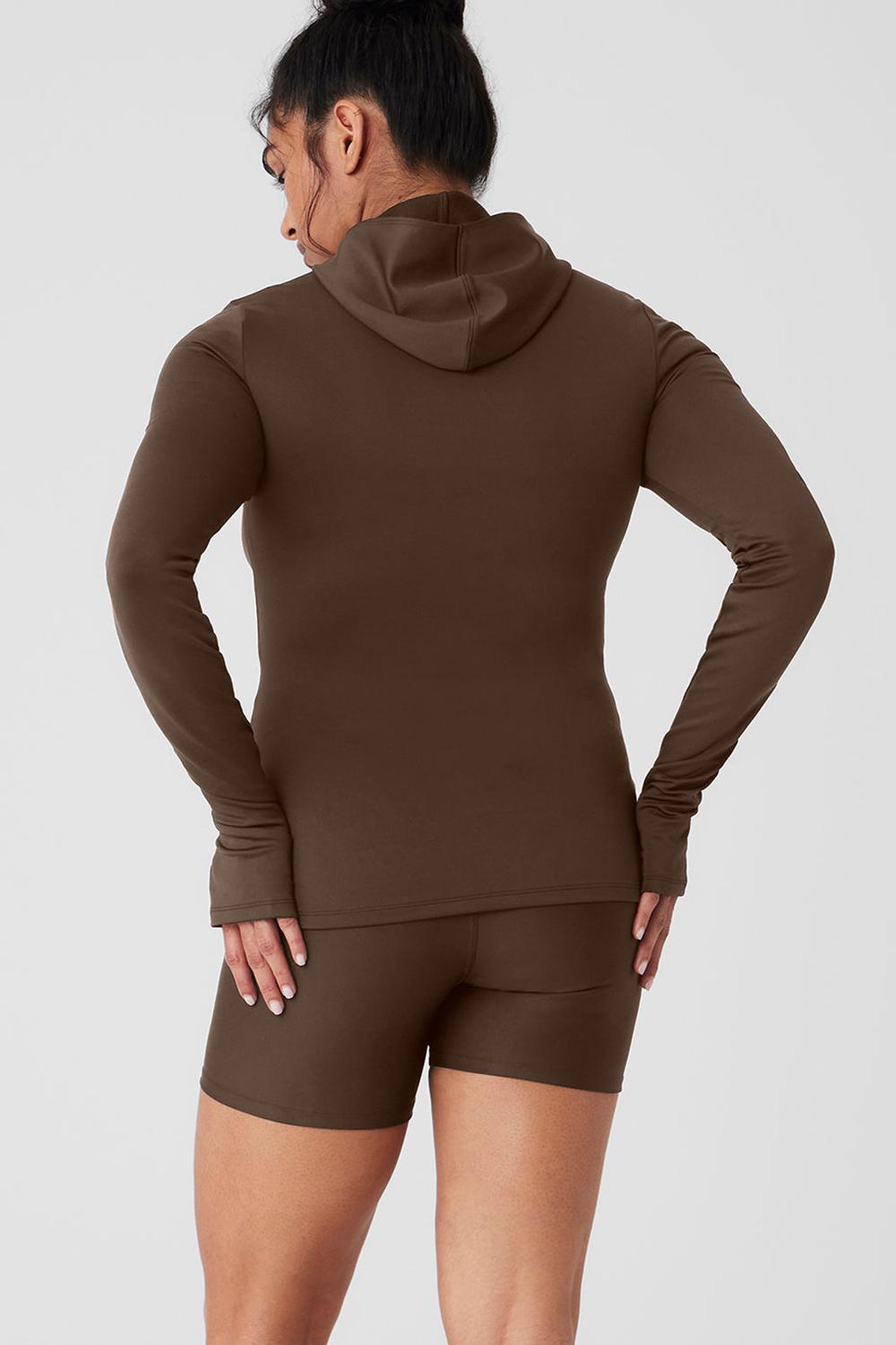 Espresso Women Alo Yoga Airlift Winter Warm Runner Hoodie | Australia  38719-GNLH