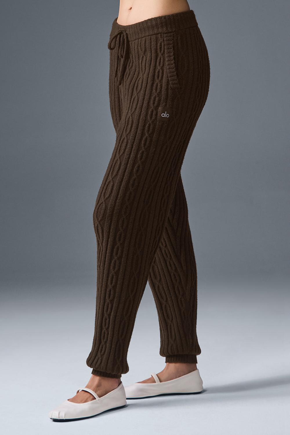 Espresso Women Alo Yoga Cable Knit Winter Bliss Pant | Australia  93140-JAGX