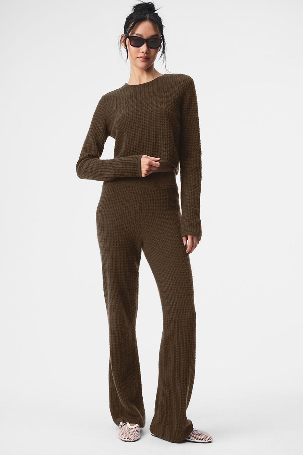 Espresso Women Alo Yoga Cashmere High-Waist Plush Waffle Pant | Australia  43589-XSNF