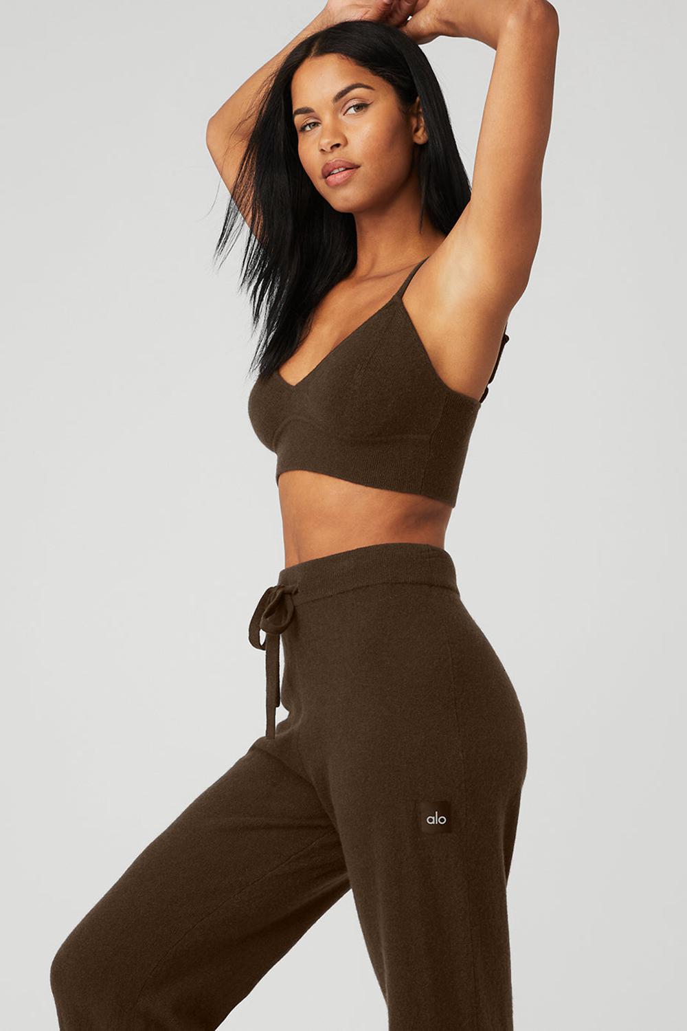 Espresso Women Alo Yoga Cashmere Jet Set Bra | Australia  16732-EXAP