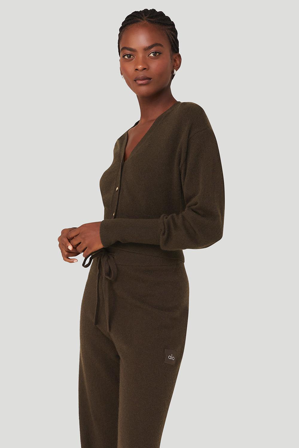 Espresso Women Alo Yoga Cashmere Jet Set Cardigan | Australia  50792-CFPO