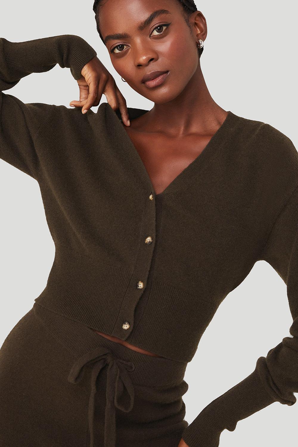 Espresso Women Alo Yoga Cashmere Jet Set Cardigan | Australia  50792-CFPO