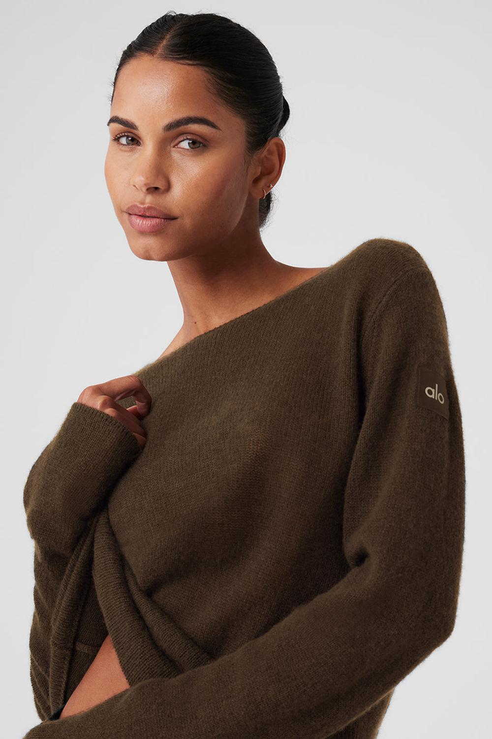 Espresso Women Alo Yoga Cashmere Reform Long Sleeve | Australia  29861-IBJN