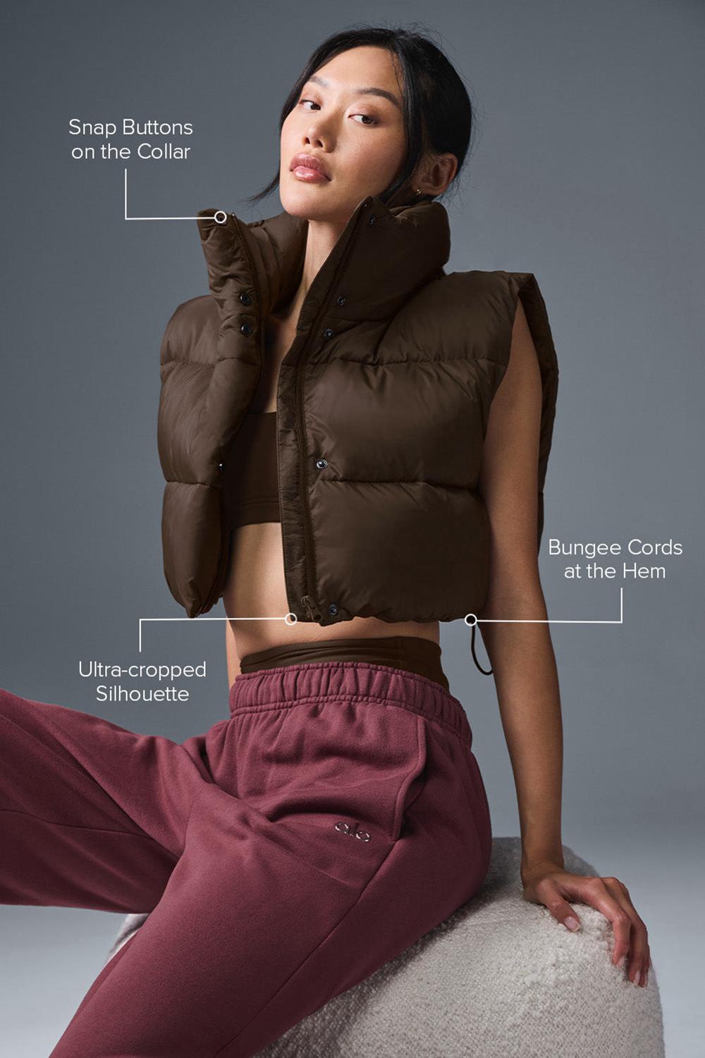 Espresso Women Alo Yoga Cropped Gold Rush Puffer Vest | Australia  01954-DLXT