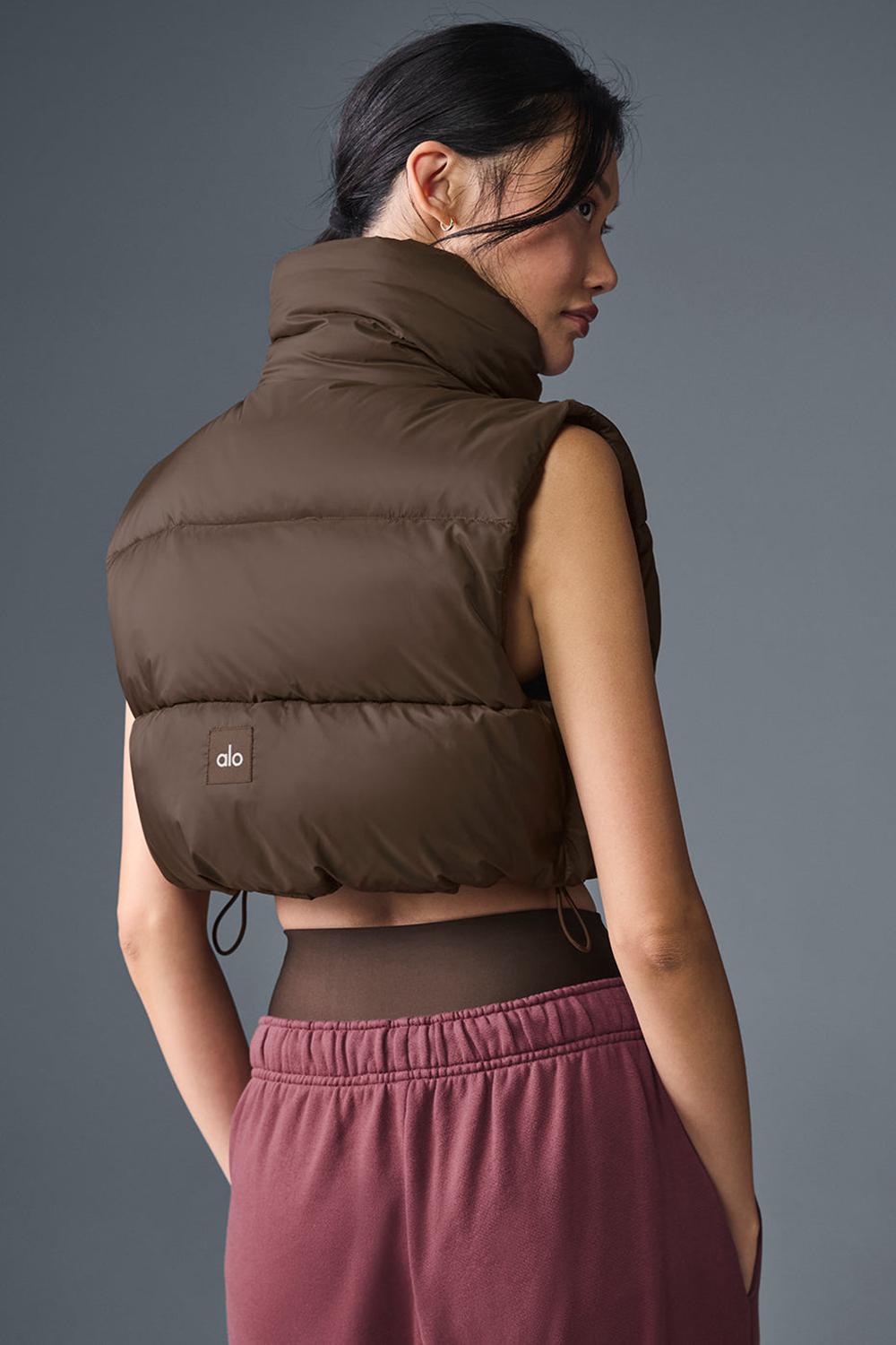 Espresso Women Alo Yoga Cropped Gold Rush Puffer Vest | Australia  01954-DLXT