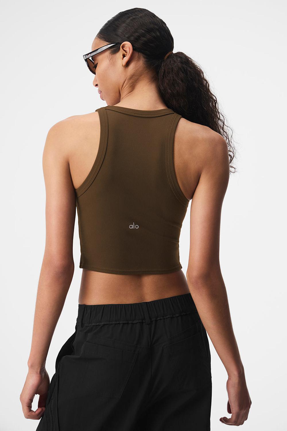 Espresso Women Alo Yoga Goddess Ribbed Go-To Tank | Australia  83279-PJNY