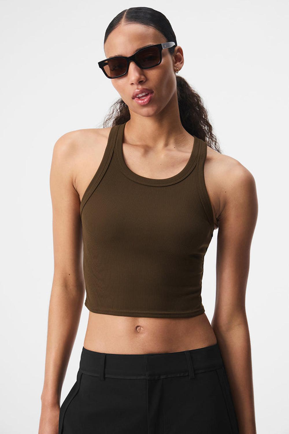 Espresso Women Alo Yoga Goddess Ribbed Go-To Tank | Australia  83279-PJNY
