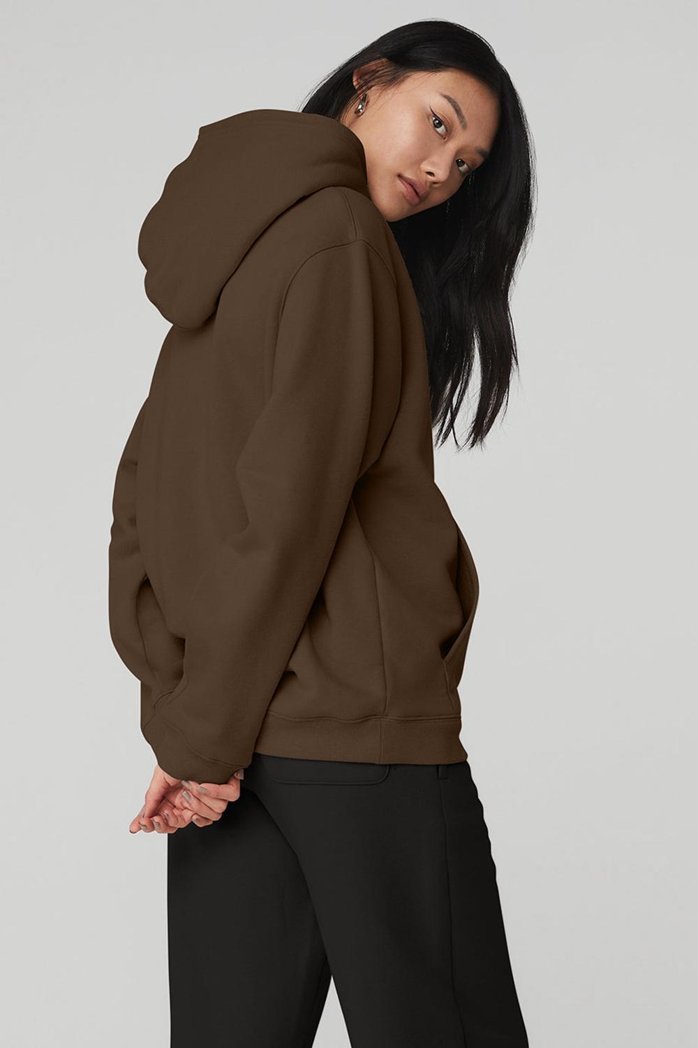Espresso Women Alo Yoga Renown Heavy Weight Hoodie | Australia  68247-NMTW
