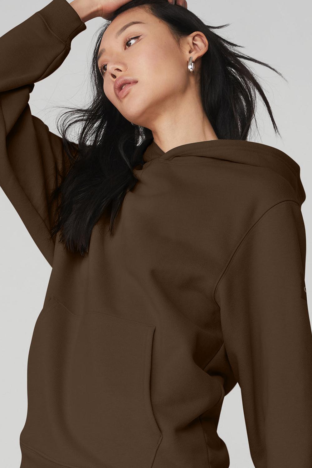 Espresso Women Alo Yoga Renown Heavy Weight Hoodie | Australia  68247-NMTW