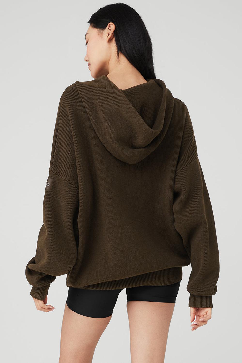 Espresso Women Alo Yoga Scholar Hooded Sweater | Australia  21735-XNGC