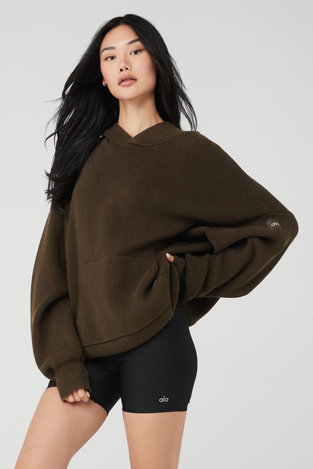 Espresso Women Alo Yoga Scholar Hooded Sweater | Australia  21735-XNGC