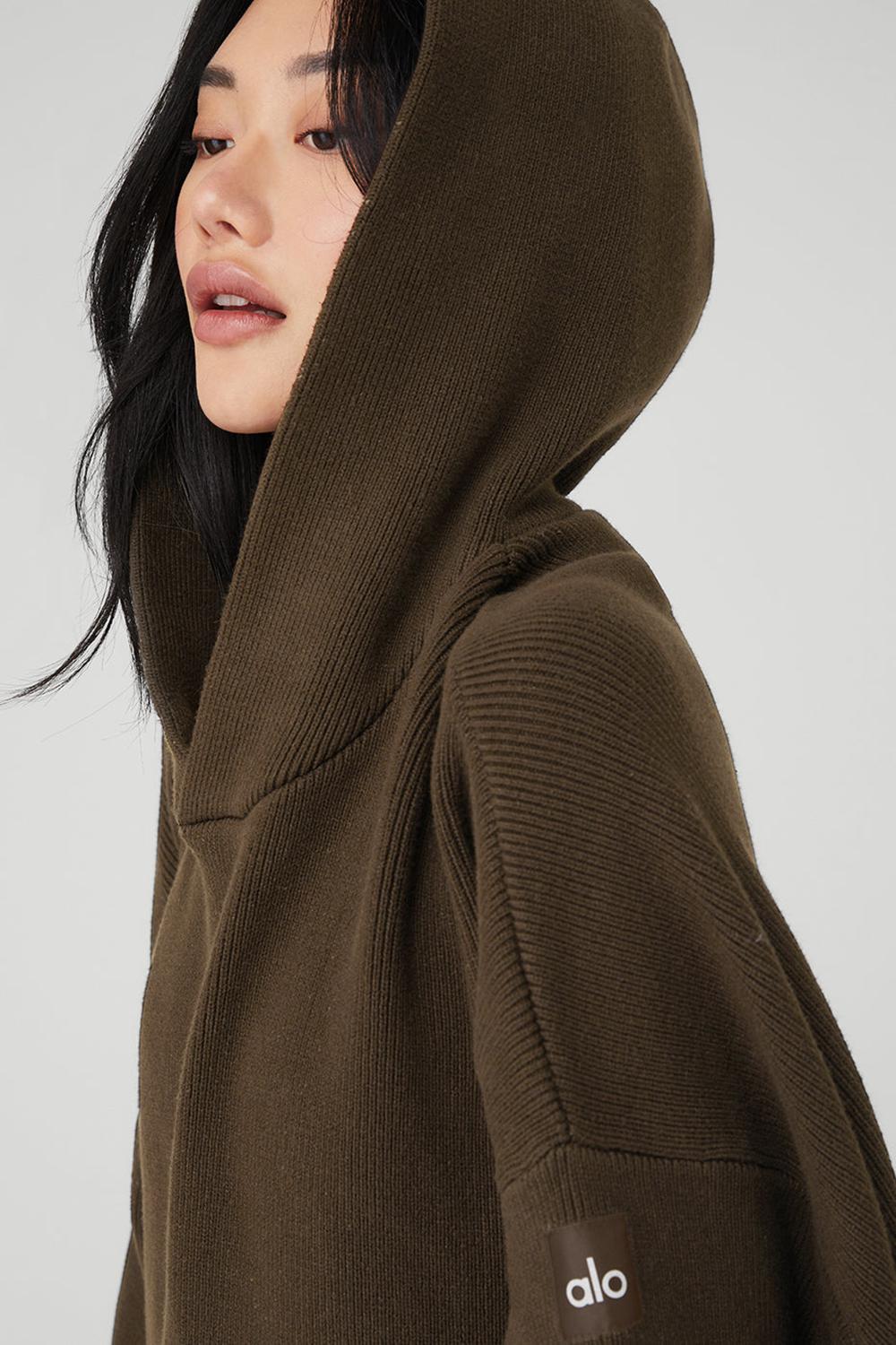 Espresso Women Alo Yoga Scholar Hooded Sweater | Australia  21735-XNGC