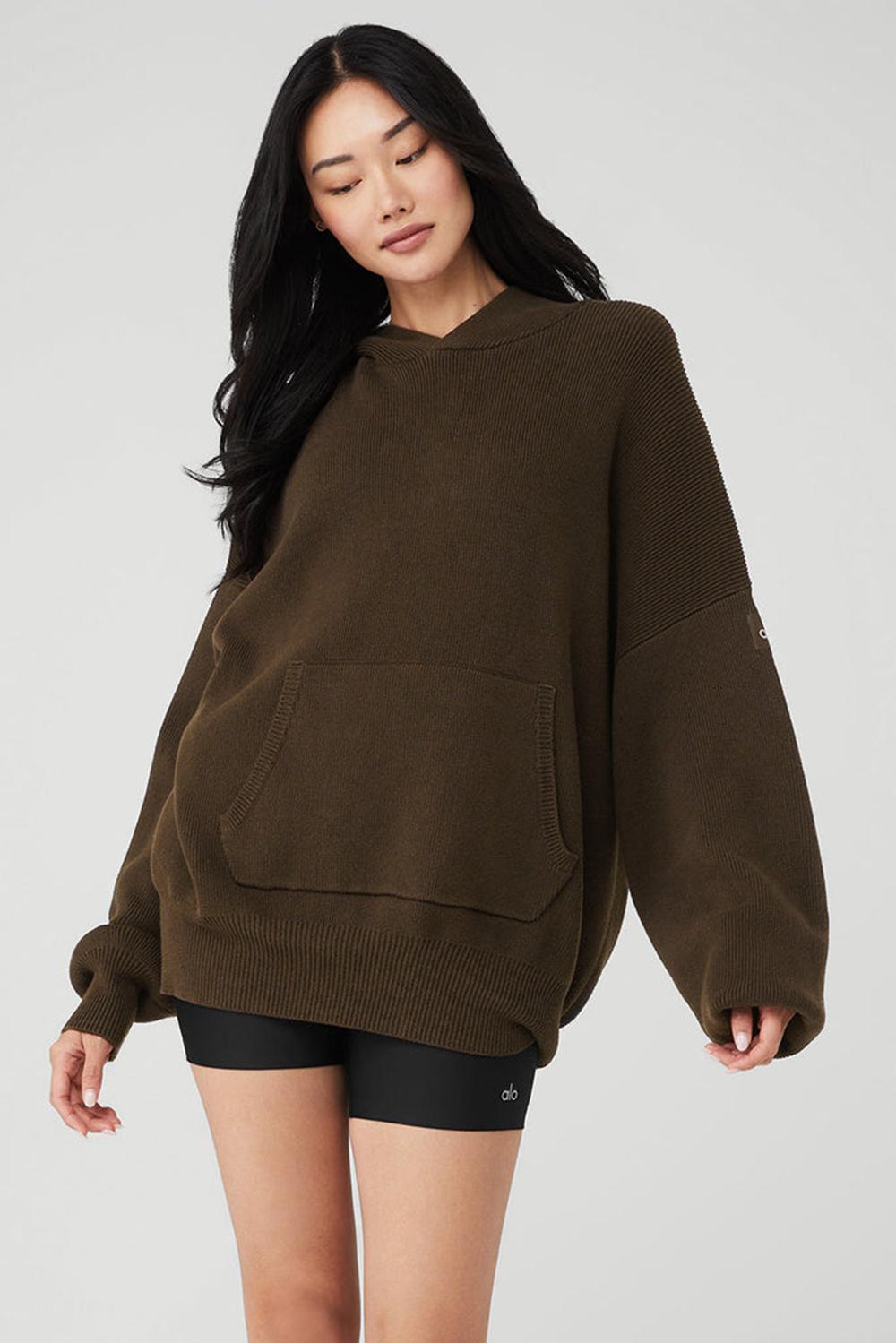 Espresso Women Alo Yoga Scholar Hooded Sweater | Australia  21735-XNGC