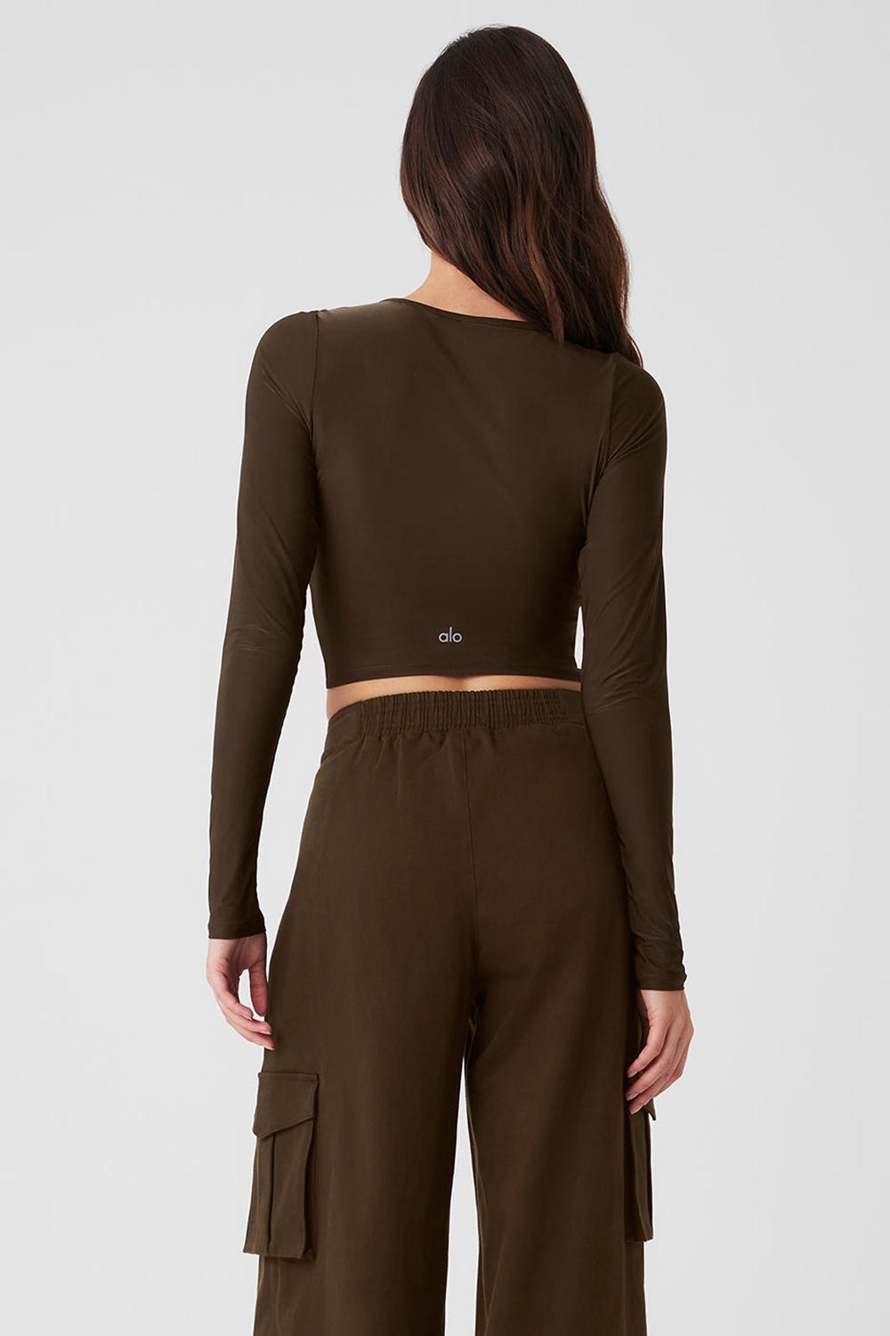 Espresso Women Alo Yoga Standout Long Sleeve | Australia  84260-LUQC
