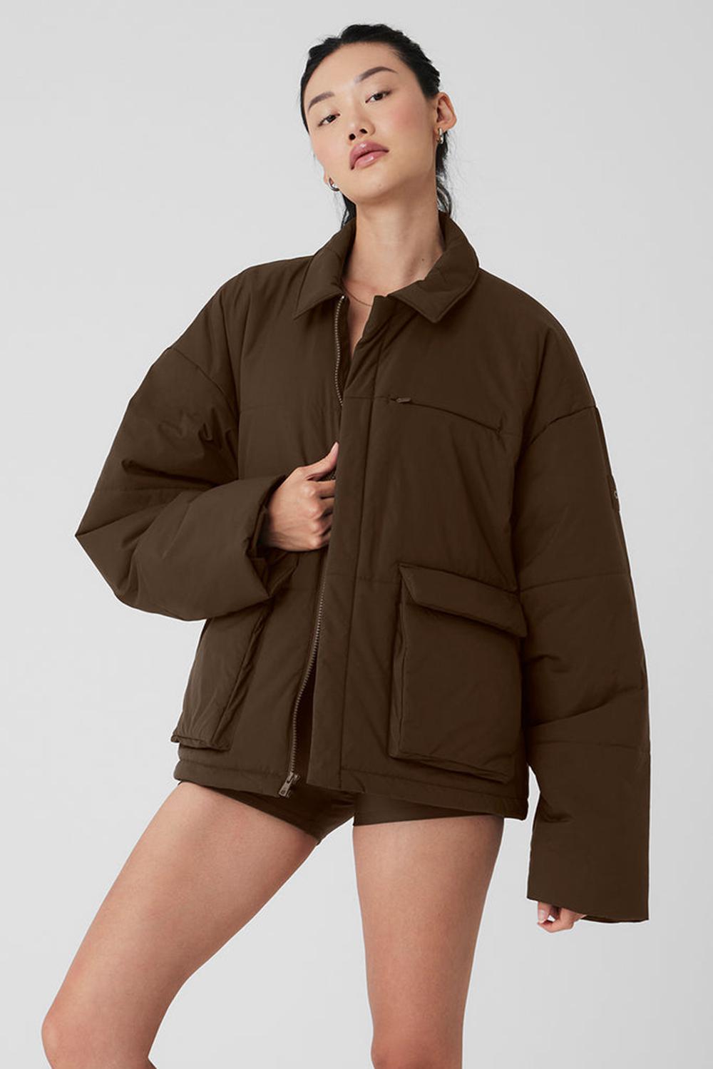 Espresso Women Alo Yoga Voyage Utility Cargo Jacket | Australia  91673-DYPT