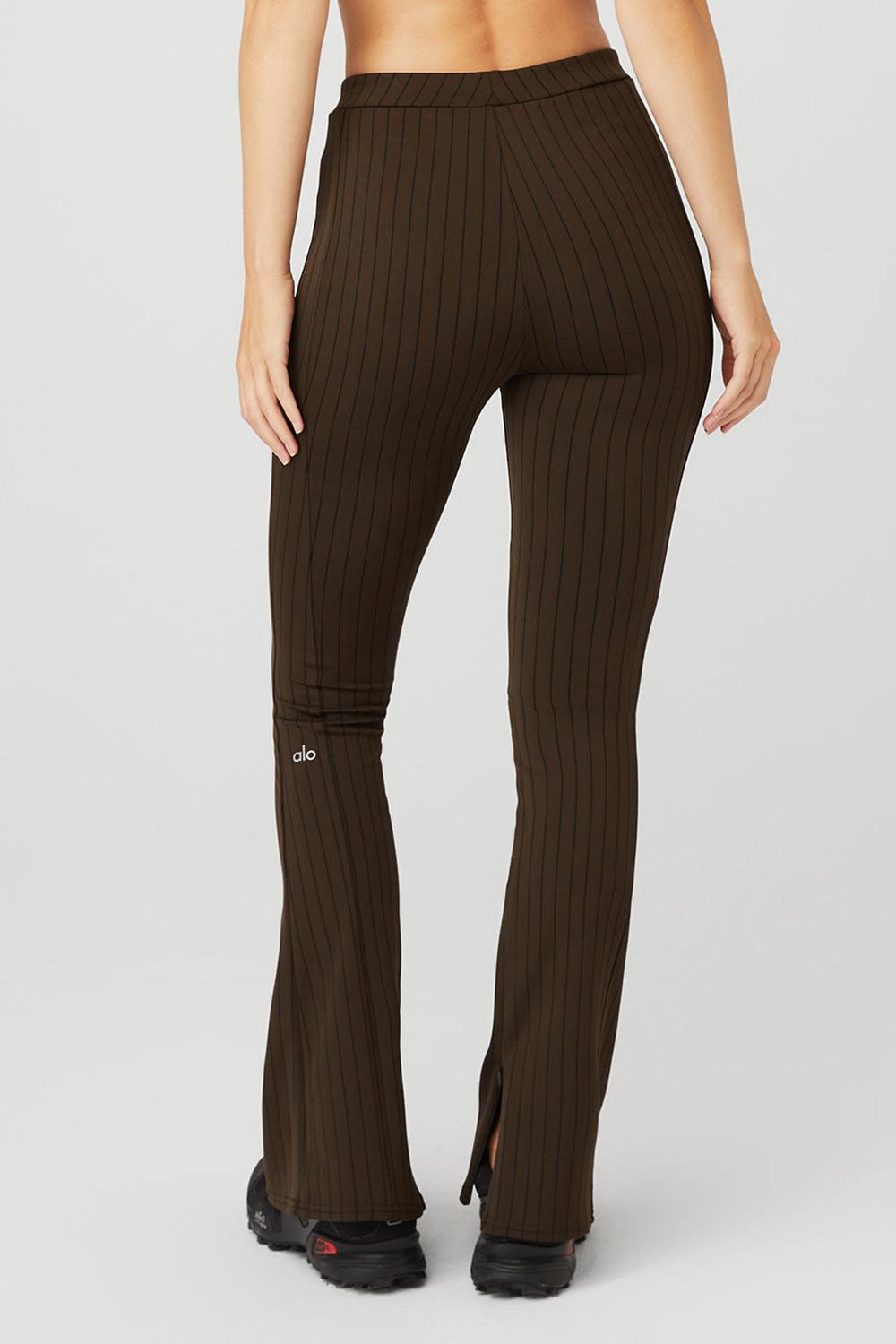 Espresso / Black Women Alo Yoga High-Waist Pinstripe Zip It Flare Legging | Australia  17594-WZYN