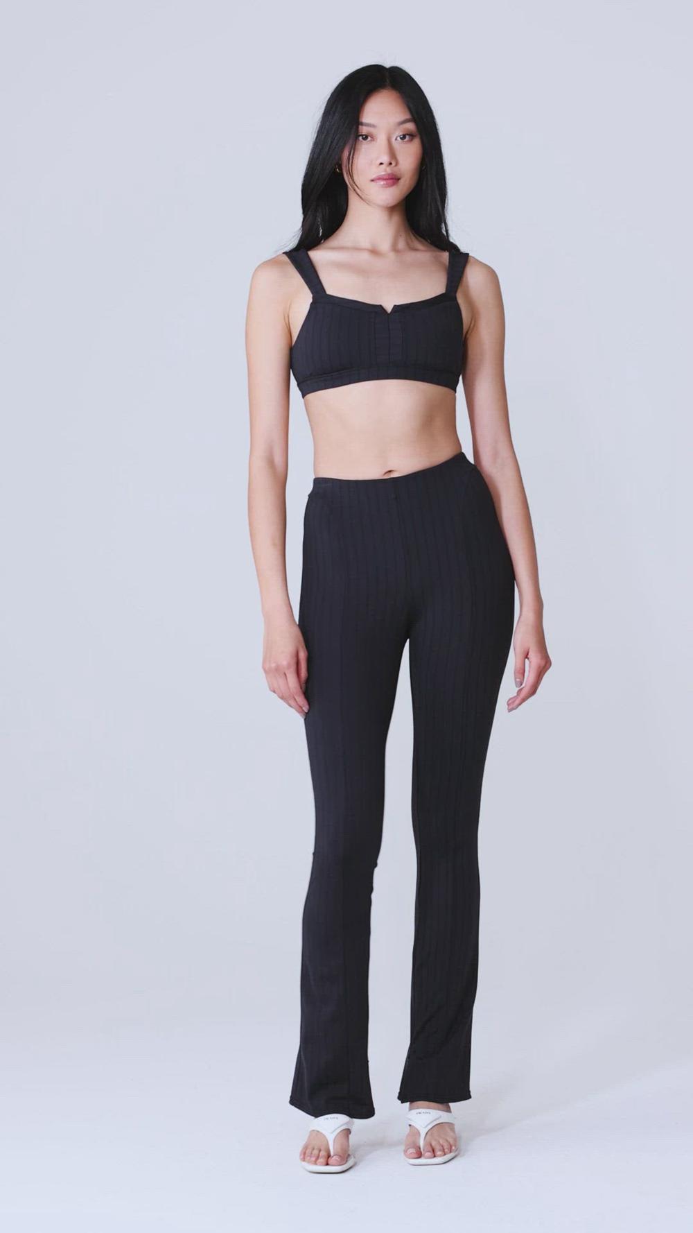 Espresso / Black Women Alo Yoga High-Waist Pinstripe Zip It Flare Legging | Australia  17594-WZYN