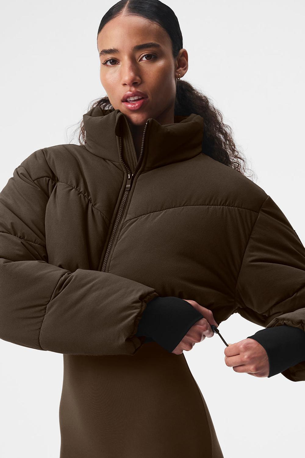 Espresso / Black Women Alo Yoga Main Act Corset Puffer Jacket | Australia  71230-GBDK